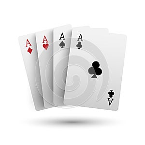 Four aces poker card isolated on white background, vector