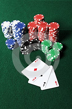 Four Aces and Poker Chips