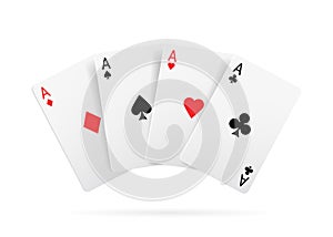 Four aces poker game playing cards realistic set