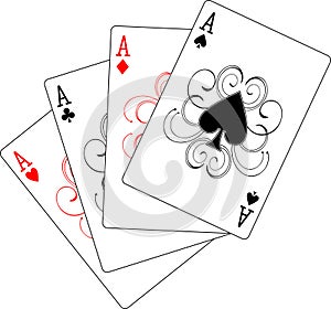 Four aces poker playing cards