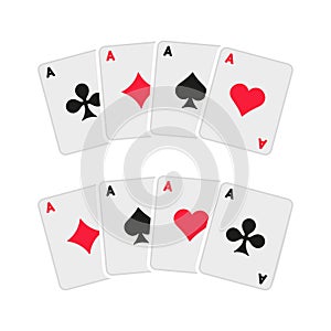 Four Aces Poker Playing Cards Set. Vector