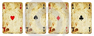 Four Aces Vintage Playing Cards - isolated