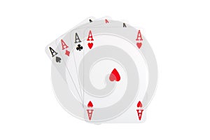 Four aces on a white background