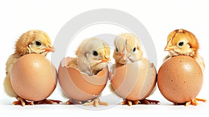 Newborn Chicks Hatching from Eggs