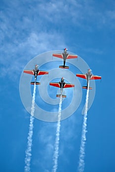 Four airplanes on airshow