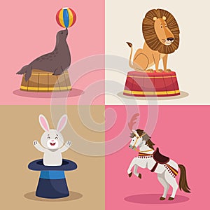 four animals circus characters