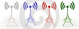 Four antennas sending radio waves