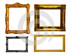 Four antique frames isolated on white background.