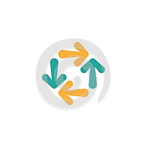 Four arrows circle. Cycle, recycle, refresh. Reload, refresh, loop, direction, rotate