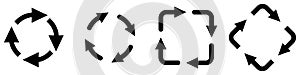 Four arrows forming cycle, round circle and square version