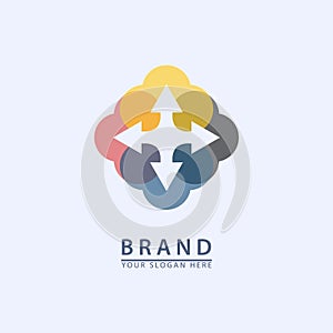 four arrows in lotus leaf color gradation logo icon