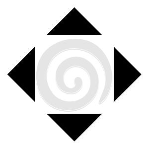 Four arrows pointing from the center symbol location icon black color vector illustration image flat style