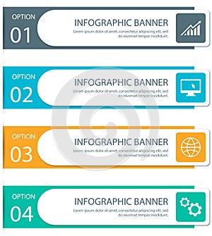 Four assorted banner illustration logo, Infographic Web banner presentation Euclidean, hand painted color PPT, area, flag