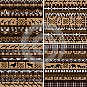 Four backgrounds with African motifs and animals