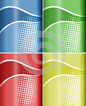 Four backgrounds with wavy line and dots