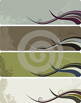 Four banners - abstract grunge background waves