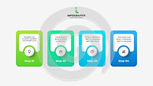 Four banners with circles placed in horizontal row. Concept of 4 stages of strategic management process. Creative