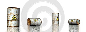 Four barrels with inflammable logo - 3D render photo