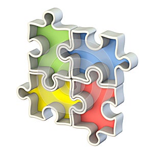 Four basic color jigsaw puzzle 3D