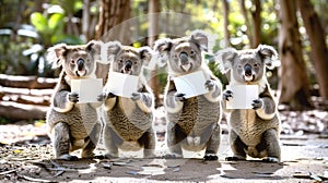 four beautiful cute koalas photo