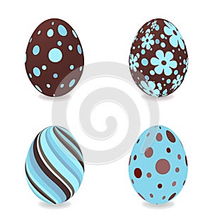 Four beautiful painted easter eggs.