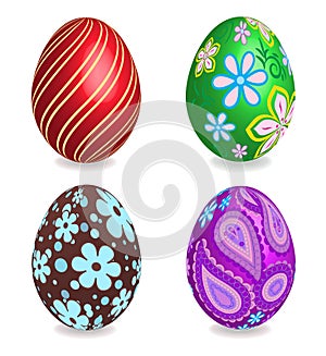 Four beautiful painted easter eggs.
