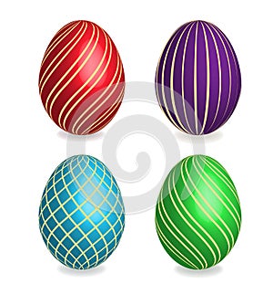 Four beautiful painted easter eggs.