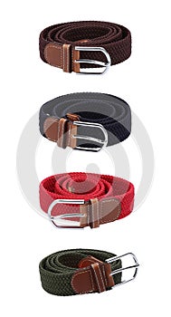 Four belts. Isolated image on white background.