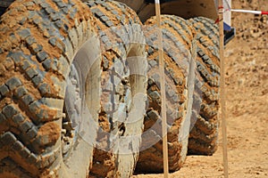 Four big tires on a truck