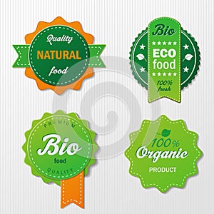 Four Biofood Labels With Text