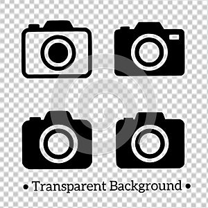 4 Vector illustrations, camera silhouettes, transparent background PNG