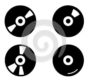 4 disc illustrations, black silhouette, transparent background