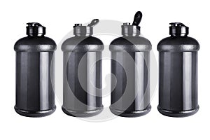 Four Black Empty Water Containers