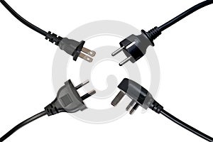 Four black power plugs