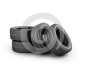 Four black rubber tires