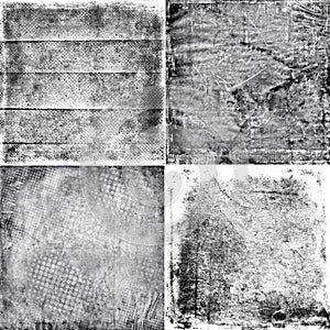 Four black and white grunge textures