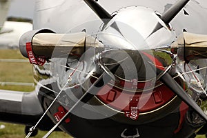 Four blade propeller plane