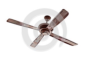 Four blades brown Ceiling fan isolated