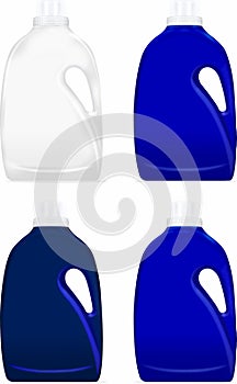 Colored bottles with handles for detergent photo