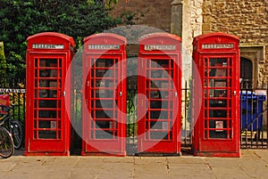 Four British Red Phone Booth
