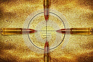 Four bullets and target