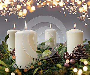 Four burning candle in advent season