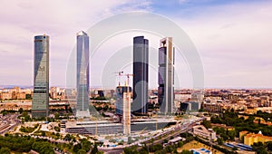 Four business skyscrapers (Cuatro Torres) of the business district in Madrid, Spain photo