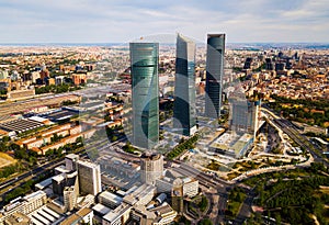 Four business skyscrapers of the business district in Madrid, photo