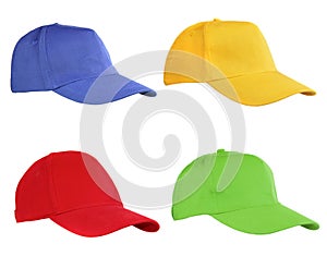 Four caps isolated on white