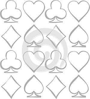 Four card suits. Cards deck pattern.