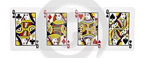 Four cards of Queen