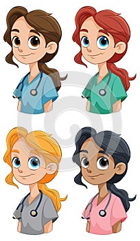 Female doctors with different ethnicities photo