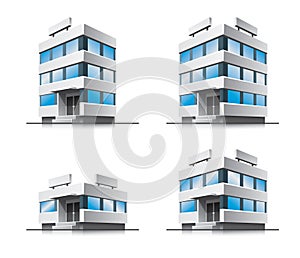Four cartoon office vector buildings.