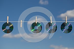 Four CDs On A Clotheslines photo